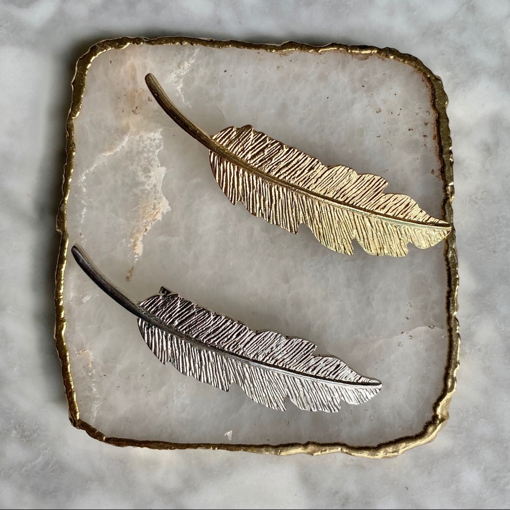 JEWELMINT Gold & Silver Hair Barrettes PAIR